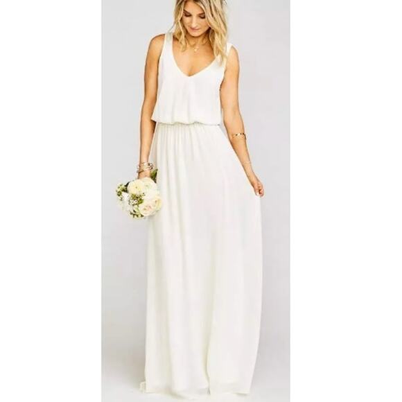 NEW Show Me Your Mumu Kendall Maxi Dress Wedding Cake Chiffon White Size Medium - Picture 4 of 8